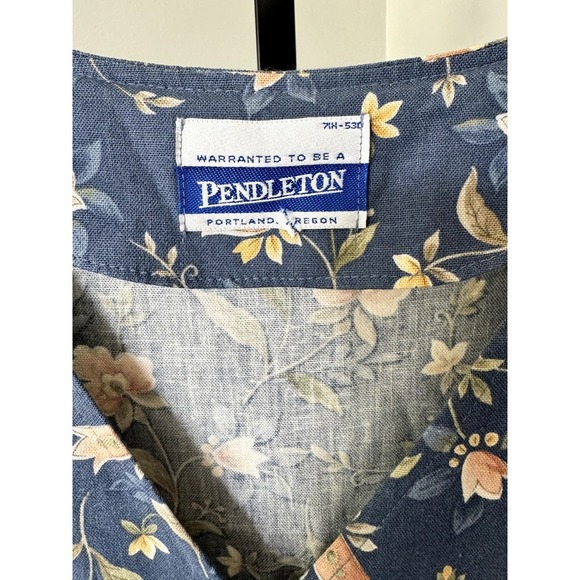 Vintage Womens Pendleton Floral Blue Sleeveless Dress - Picture 3 of 6